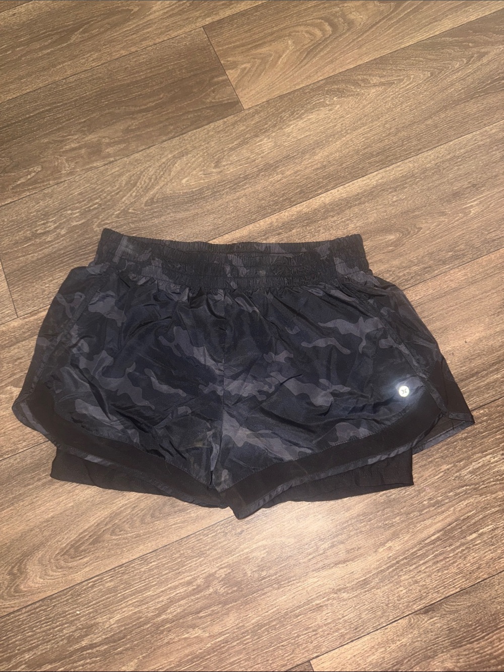 Reebok Black Camo Layered Athletic Shorts